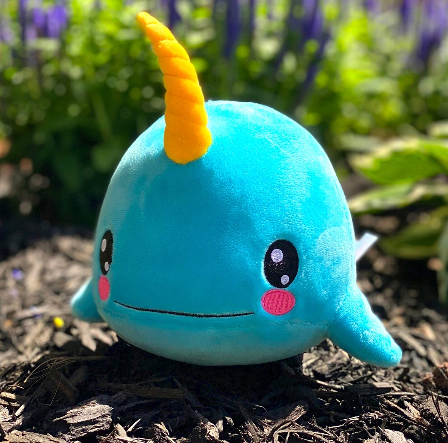 Bleacher Creatures Kuricha 6&#x22; Narwhal Sitting Plush - Soft Chibi Inspired Toy