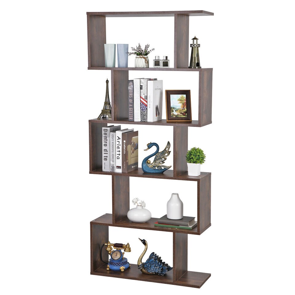 Freestanding Shelf Bookcase Rustic Room Divider Storage.