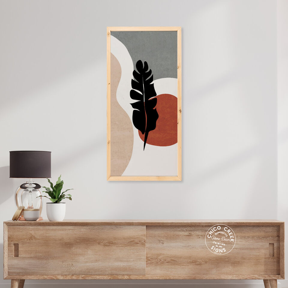 Pastel Leaves Wall Art Wood Sign Framed Home Living Room Decor