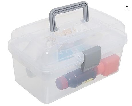 Empty Clear Grey First Aid Storage Box, Multipurpose Tackle Box, Plastic Sewing Box, Tool Box, Craft Supplies Organiser Case with Handle and Removable Tray