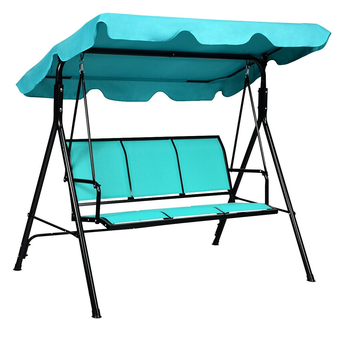 3 Person Patio Swing with Polyester Angle Adjustable Canopy