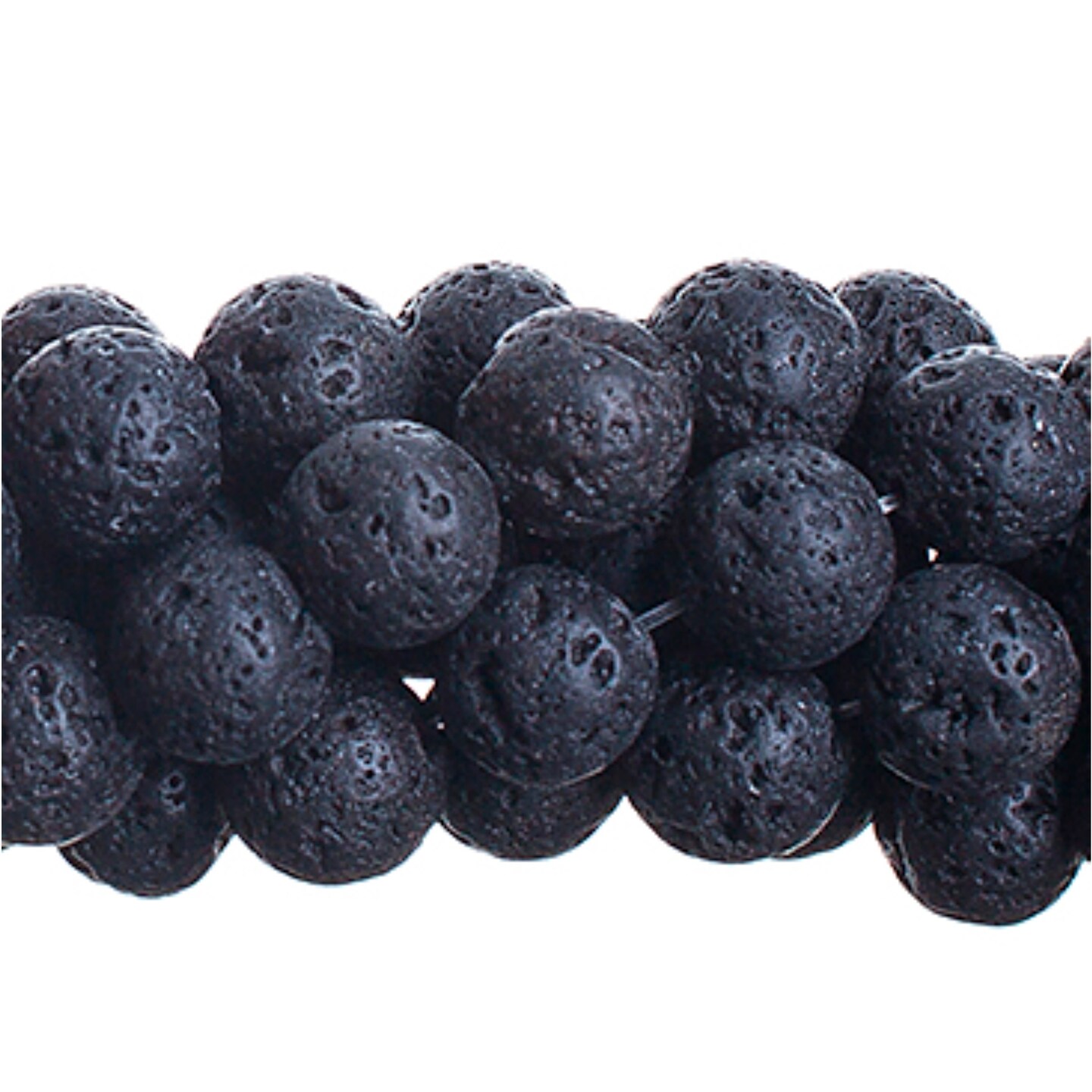 Earth&#x27;s Jewel Semi-Precious 6mm Black Lava Natural Round Strung Bead