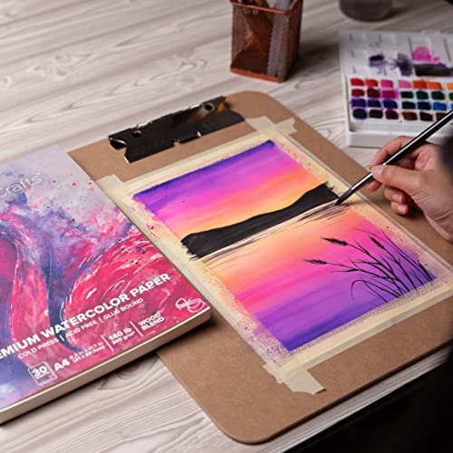 2 Pack Watercolor Paper Pad  - A4 8.3x11.7&#x22; - 60 Sheets Total (140lb/ 300gsm) - Cold Press Acid Free Art Sketchbook Pad for Painting &#x26; Drawing, Wet, Mixed Media