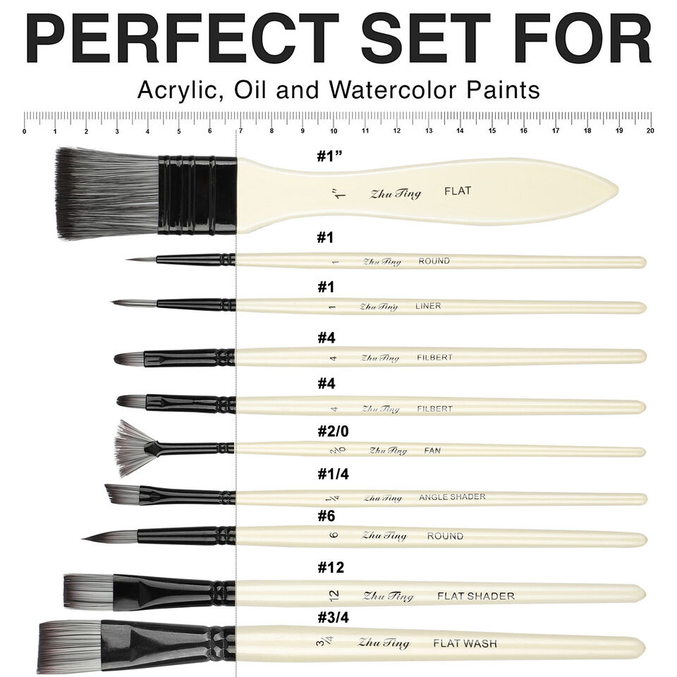 10Pcs Artist Paint Brushes Set Acrylic