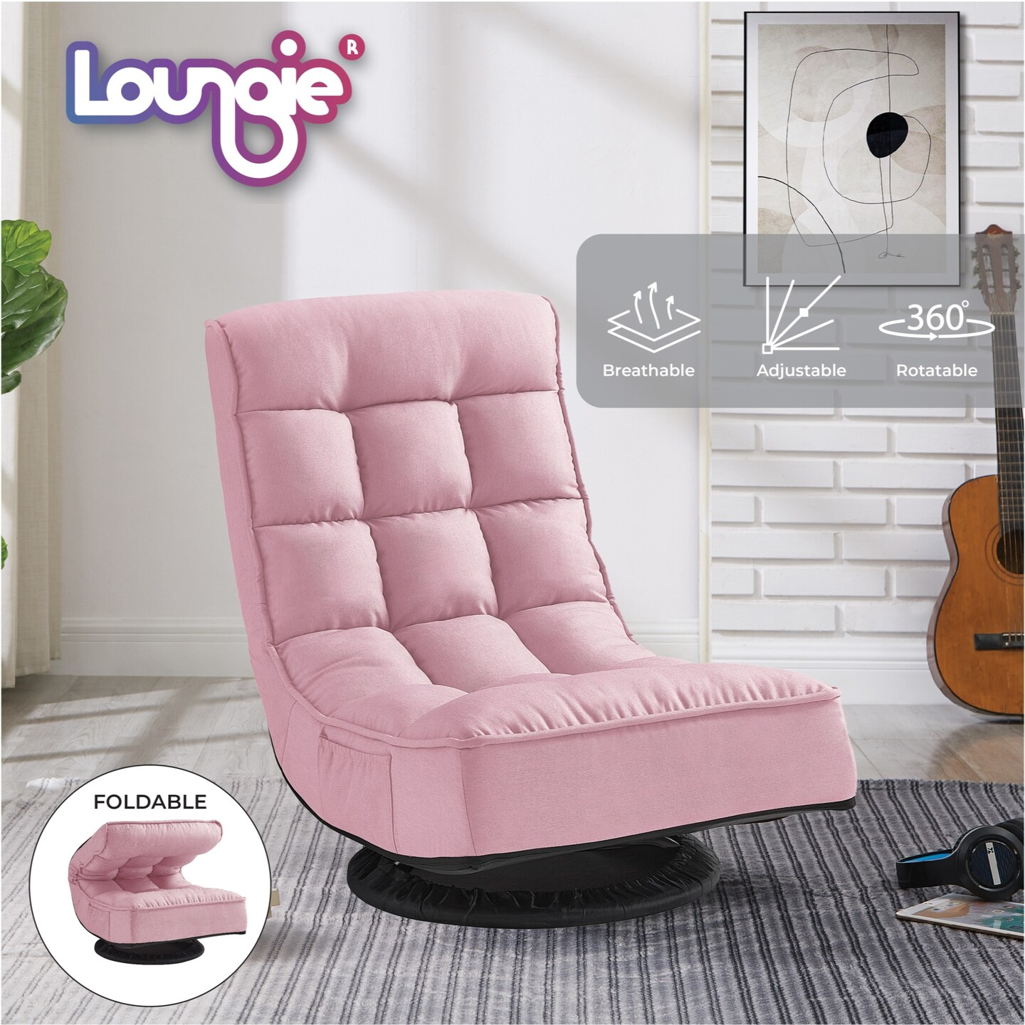 Hutson Linen Recliner/Floor Chair With 3 Adjustable Positions