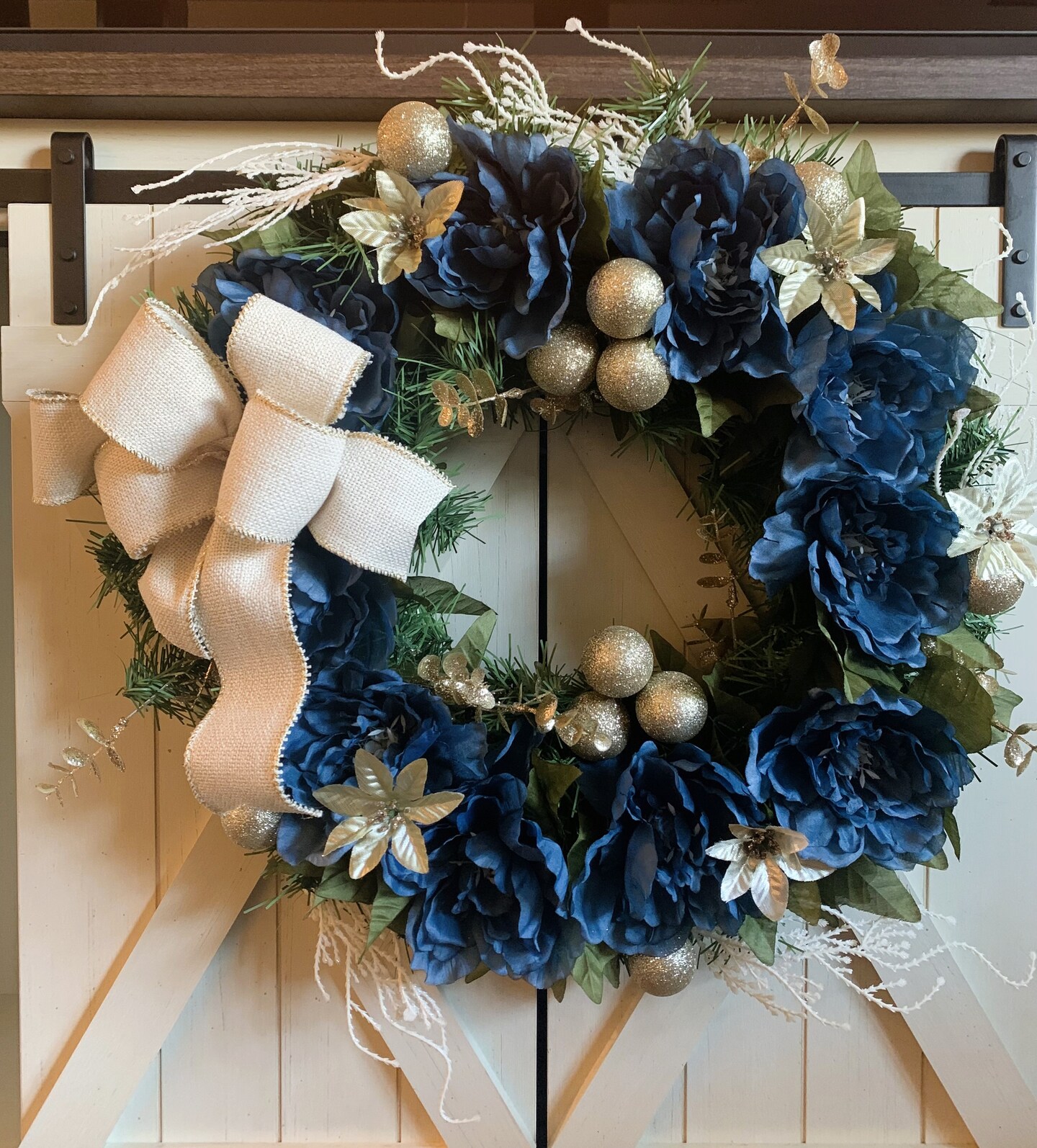 Blue christmas store wreath