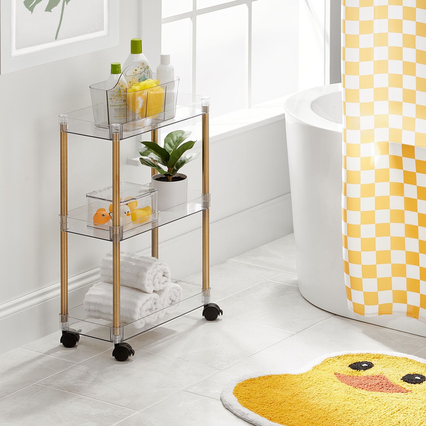mDesign Slim 3-Tier Portable Household Rolling Cart with Wheels