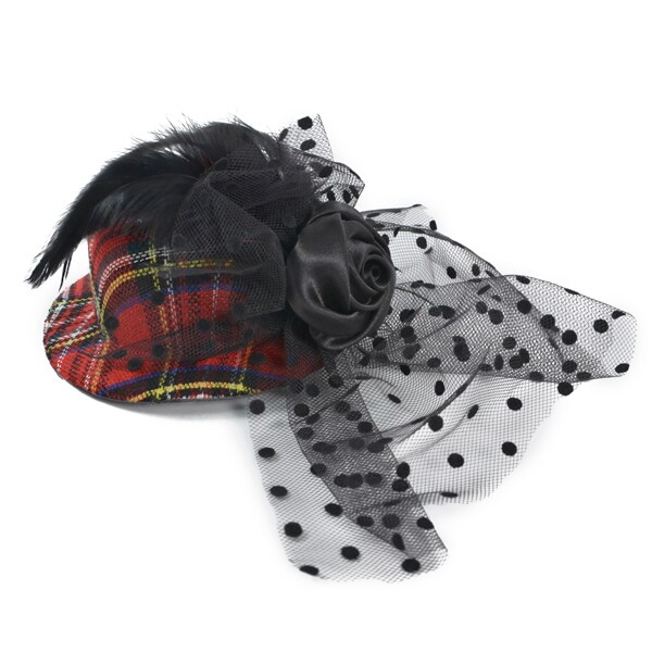 Bijou Plaid Fascinator Mini Top Hat