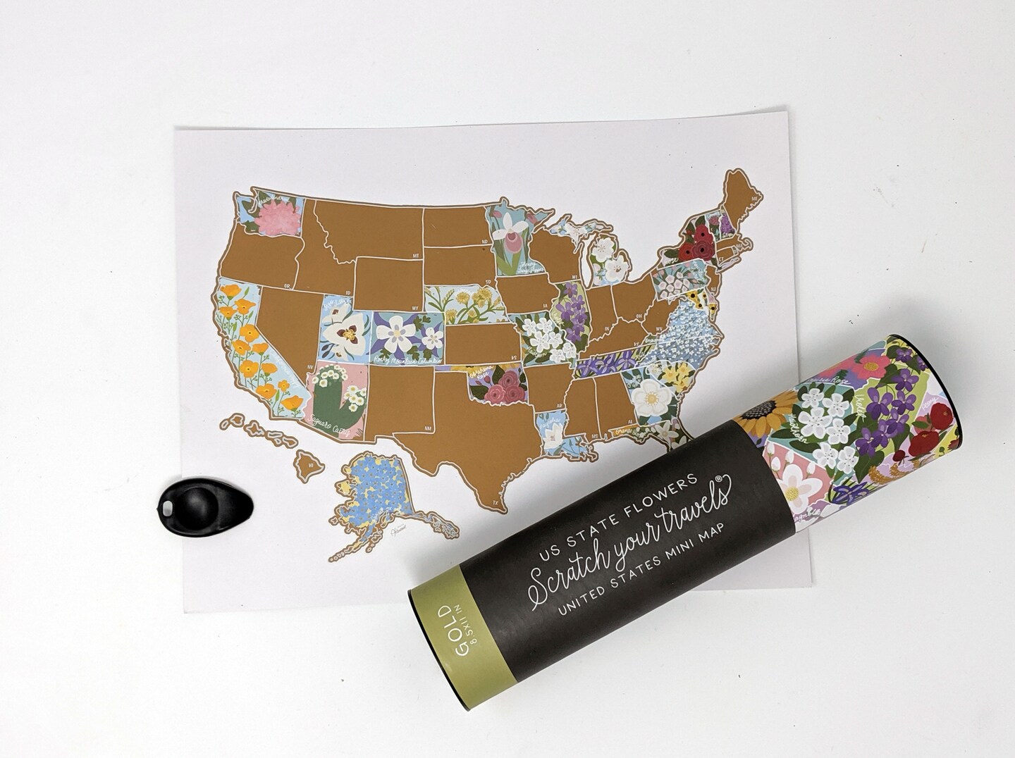 Scratch Your Travels® USA State Flowers Map