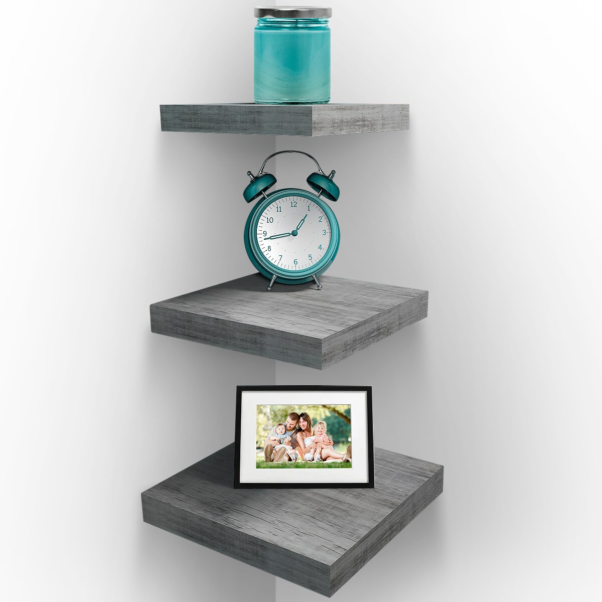 Sorbus Square Corner Wall Shelves - Perfect Trophy Display, Photo Frames, Home D&#xE9;cor, Set of 3