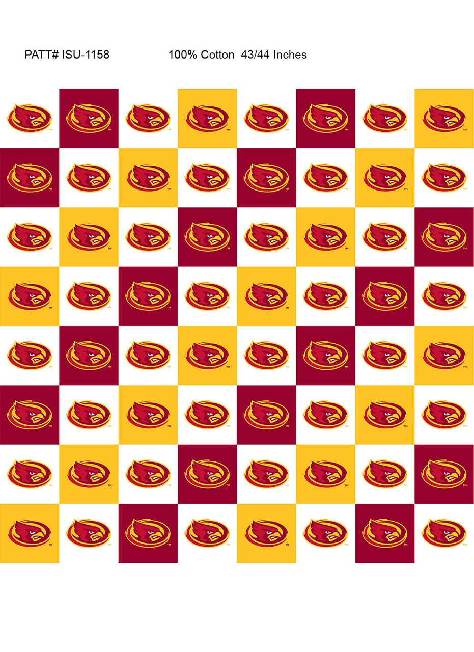 Sykel Enterprises-Iowa State University Cotton Fabric-Iowa State Cyclones Collegiate Check Cotton Quilting Fabric