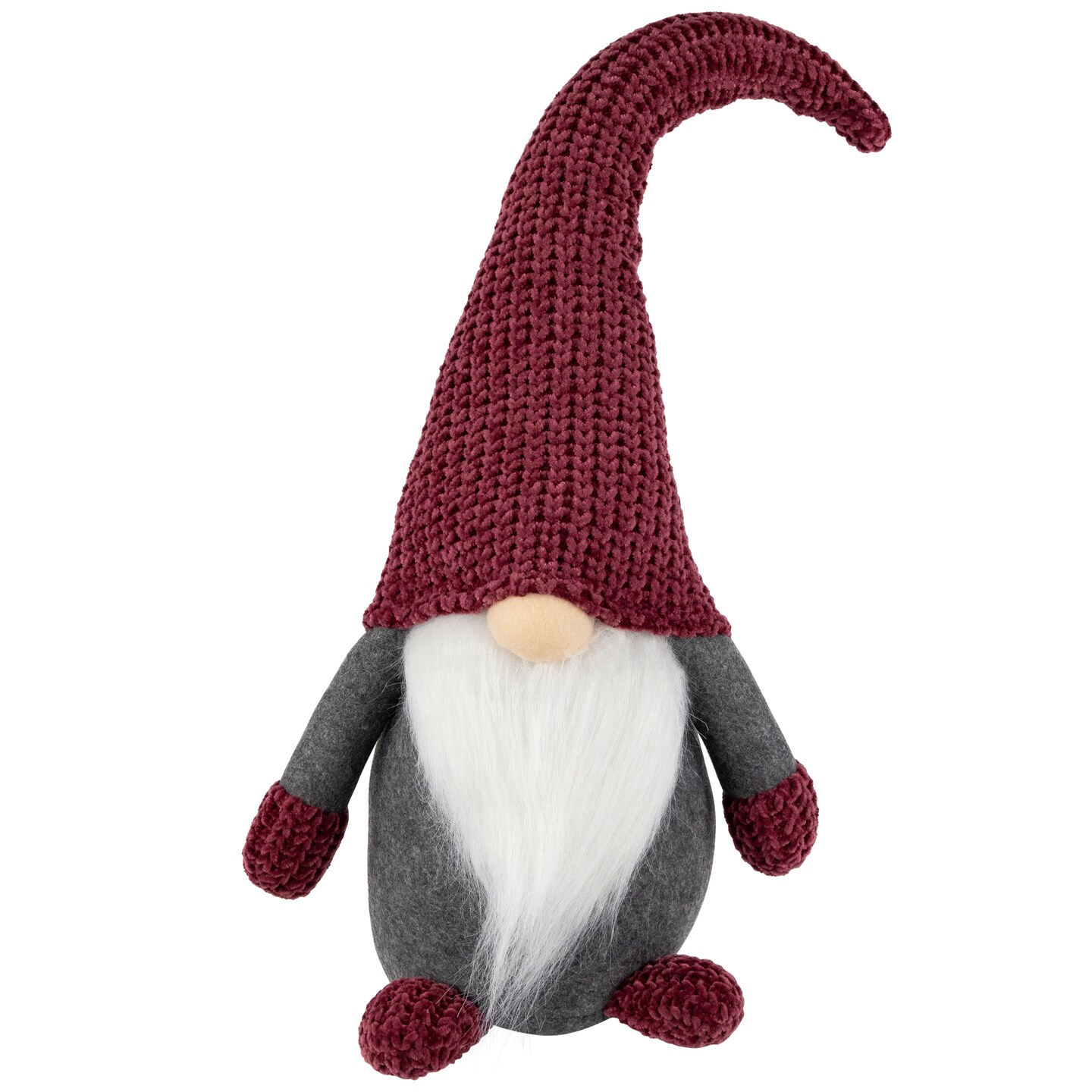 Northlight Standing Gnome with Knitted Hat Christmas Decoration - 18" - Mauve and Gray
