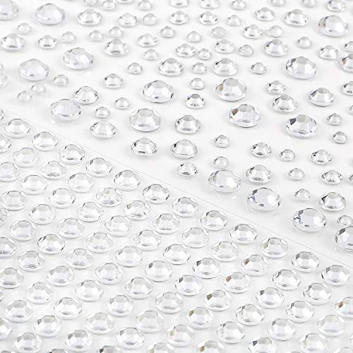 OUTUXED 1725pcs Rhinestones Stickers Self Adhesive Face Gems Jewels Stickers, Stick on Rhinestones for Hair, Makeup, Craft, Nail, Clothes, Shoes, Assorted Size