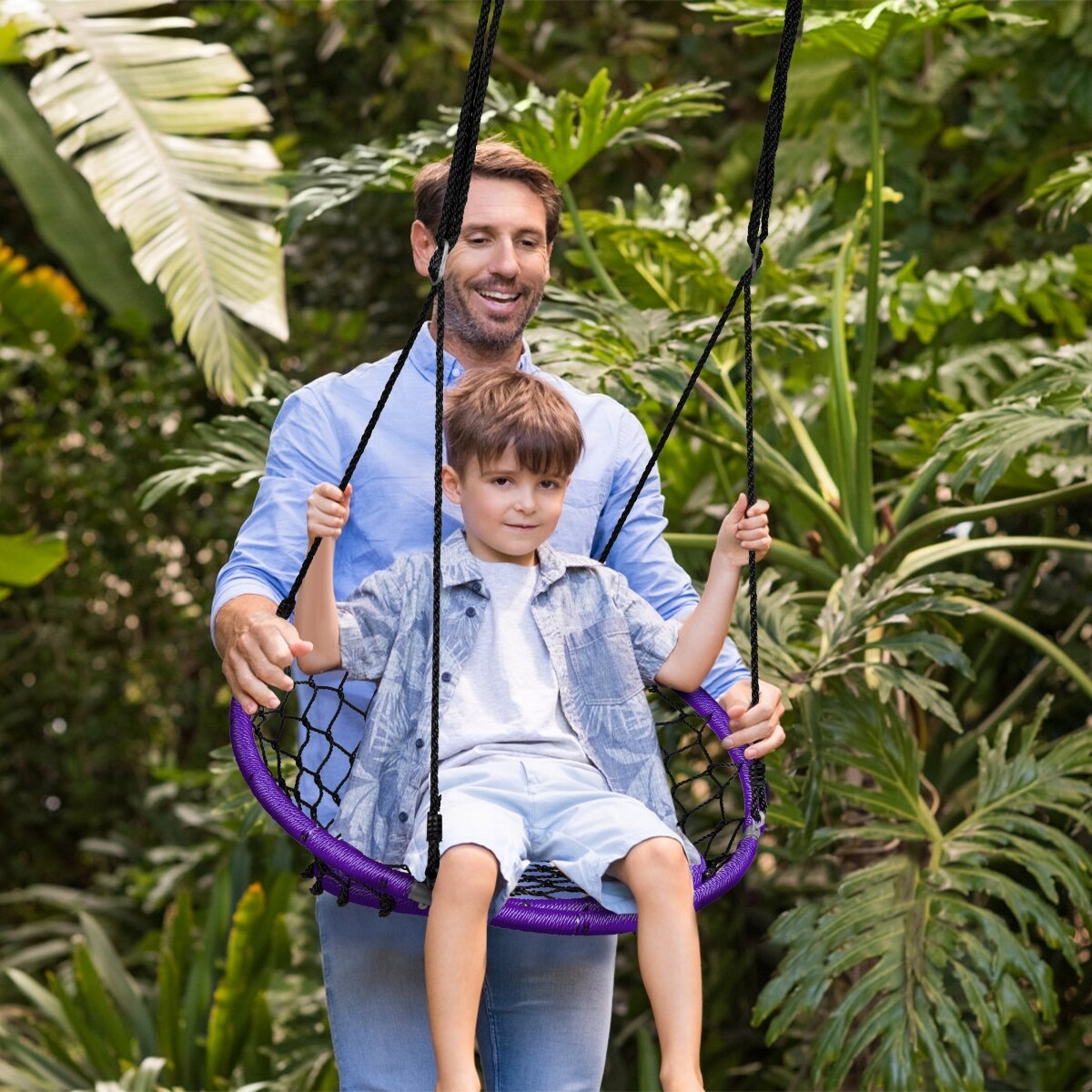Net Hanging Swing Chair with Adjustable Hanging Ropes