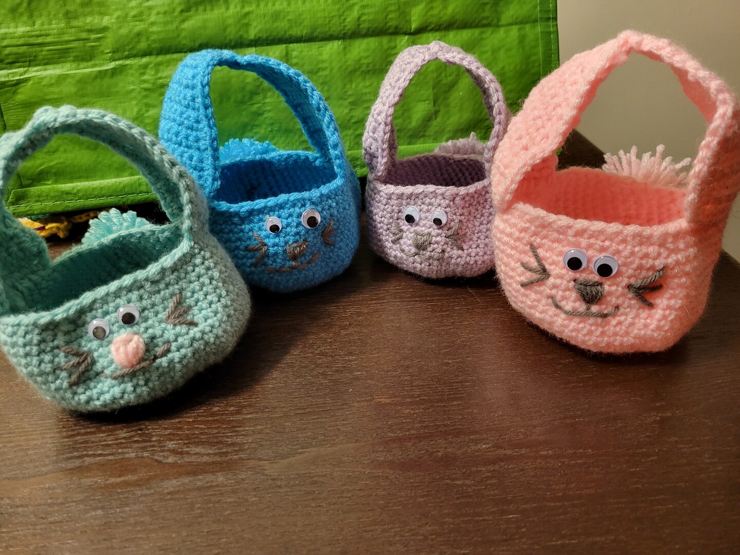 Hand crocheted bunny baskets 276215410467864576