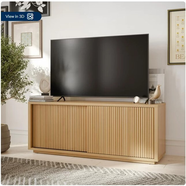 Drew Barrymore Fluted TV Stand for TVs up to 70", Warm Honey Finish