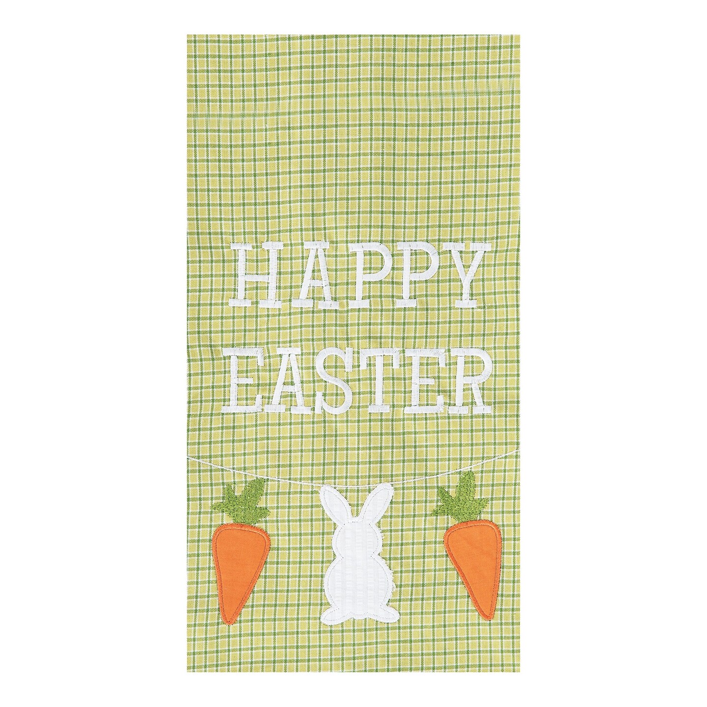 "Happy Easter" Bunny Rabbit w/ Carrots Cotton Kitchen Dishtowel