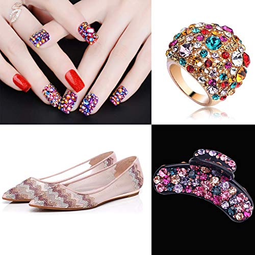 3456 Pieces Mix Size Flatback Rhinestones Glass Charms Diamantes Gems Stones for Nail Art Crafts Face Art (Mix SS3 4 5 6 8 10, Multicolor)