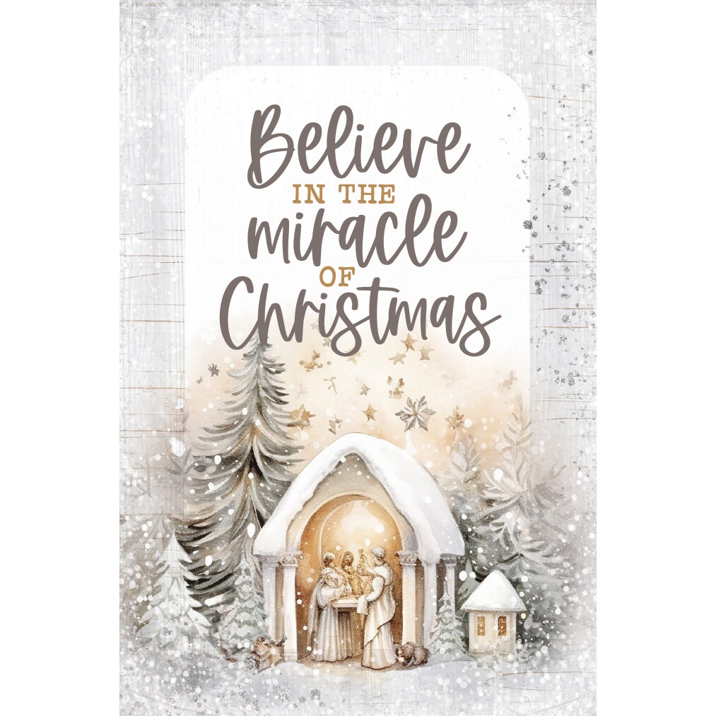 Believe In The Miracle Christmas Wood Plaque with Easel and Hook Wall Tabletop Art - 4 inches x 6 inches