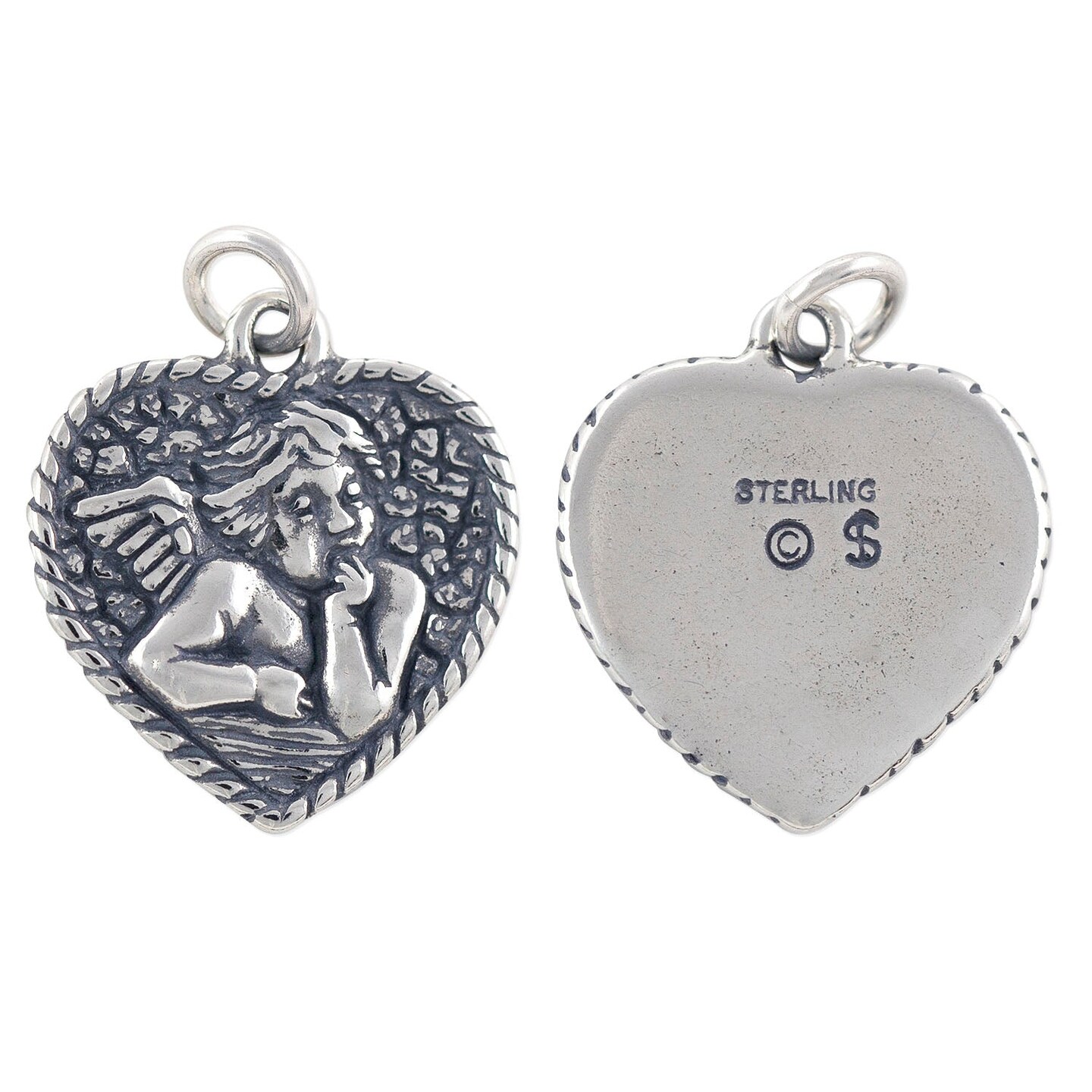 Angel Charm for Jewelry Making - 16x17mm Sterling Silver (1-Pc)