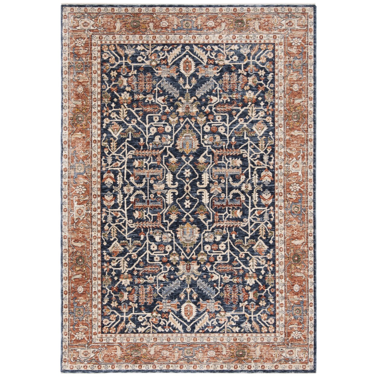 Safavieh Heirloom Collection Hrl703N Navy / Beige Rug Area Rug Carpet Easy Care