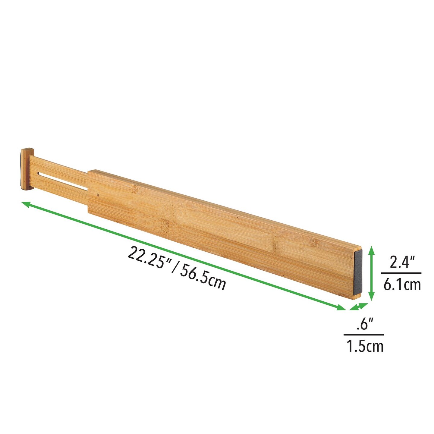 mDesign Expandable Bamboo Kitchen Drawer Divider, Foam End - 3 Pack - Natural