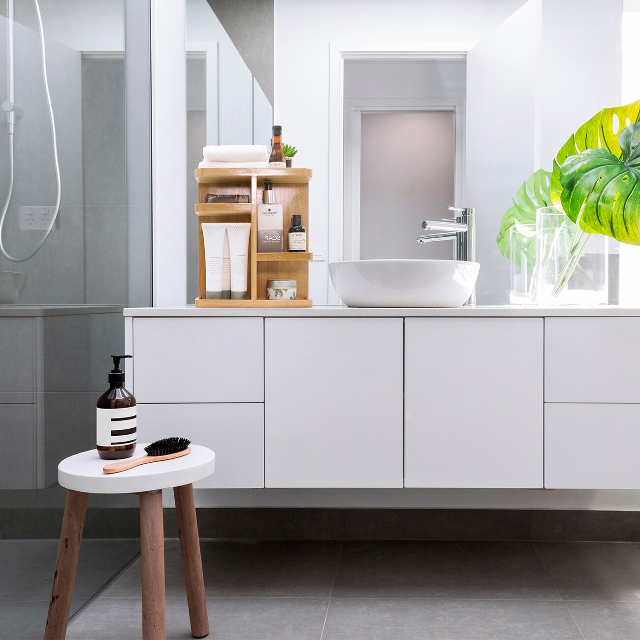 Sorbus 360° Bamboo Rotating Makeup Organizer - Multi-Function Storage Carousel stores Cosmetics, Skin Care, and more - Stylish and functional