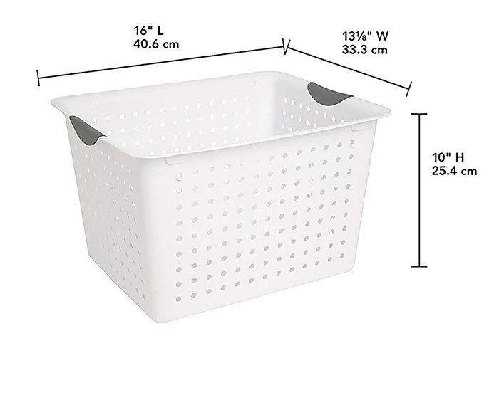 White Large Plastic Deep Ultra Storage Basket Tote (6 Pack)