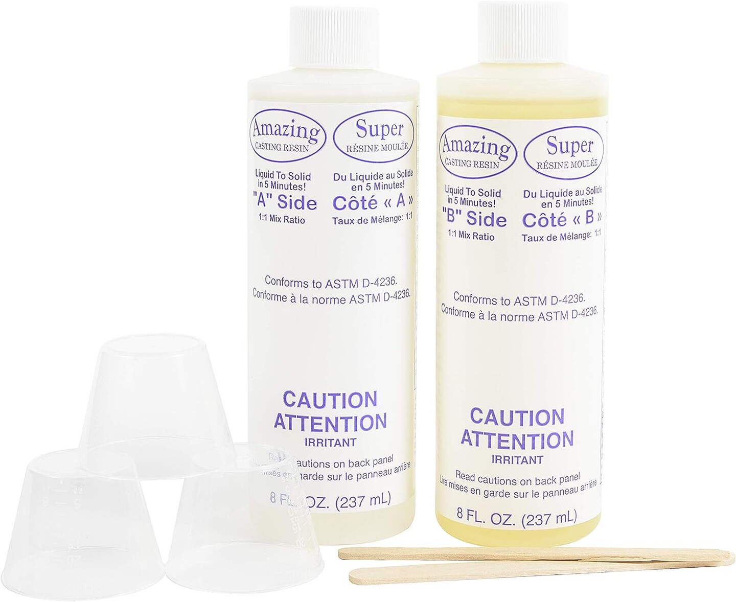 Amazing Casting Resin - Includes Parts A &#x26; B; 8 Fl Oz / Total 16 Fl Oz + 2 sticks + 3 cups For Redesign Furniture Silicon Moulds