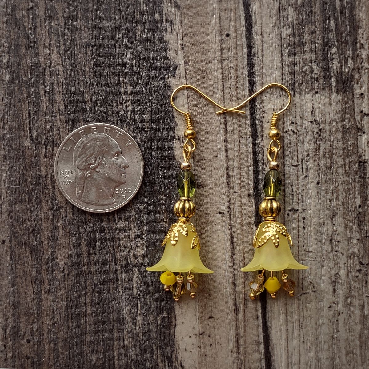 Bronze Crystal Earrings Yellow Gold