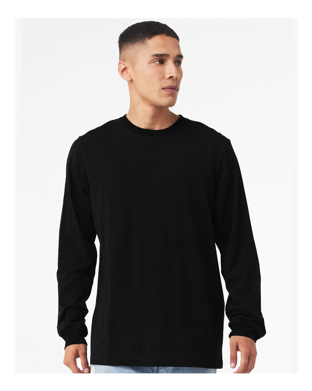 BELLA+CANVAS Long Sleeve Heavy Cotton Jersey Tee for Everyday Wear, Layering & Custom Printing Unisex Crewneck Shirt