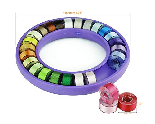 Size A/Class 15 /SA156 Prewound Bobbin Thread 60wt Filament Polyester Embroidery Threads 26-Pack Set (26 Assorted Colors)