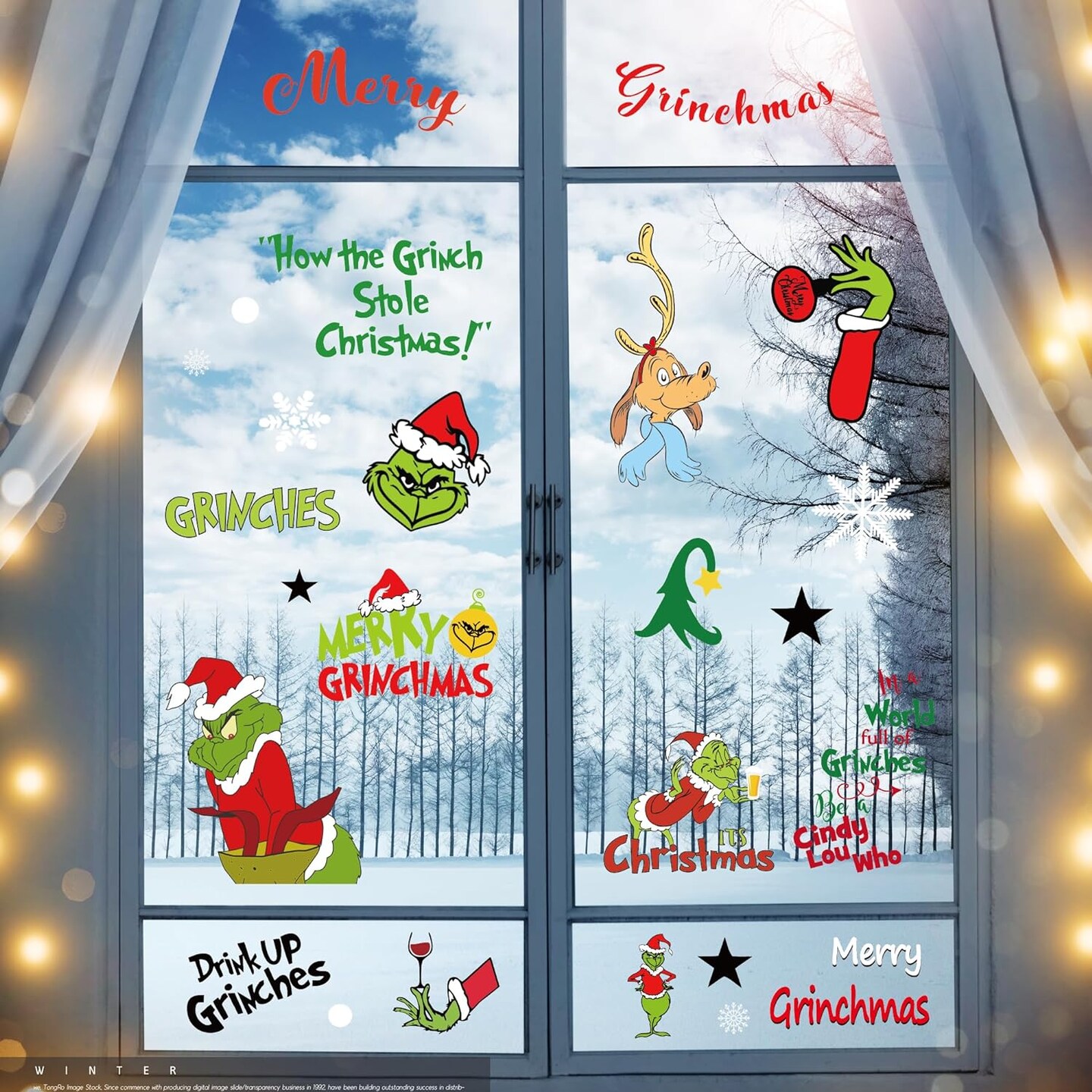12x Christmas Grinch Vinyl Decal Stickers - Multicolored - Zx293