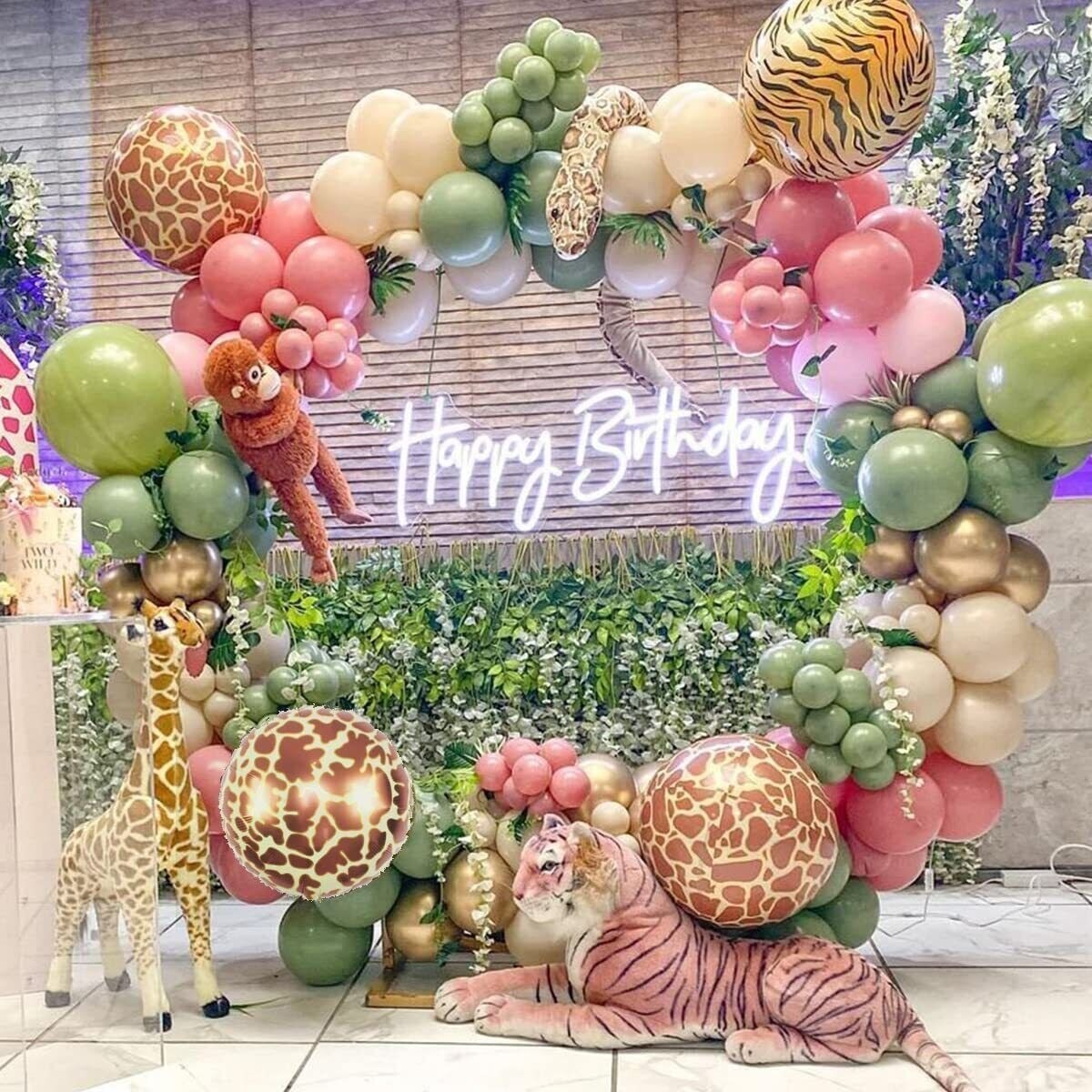 Jungle Safari Balloons Garland Kit for Birthday or Baby Shower Decor
