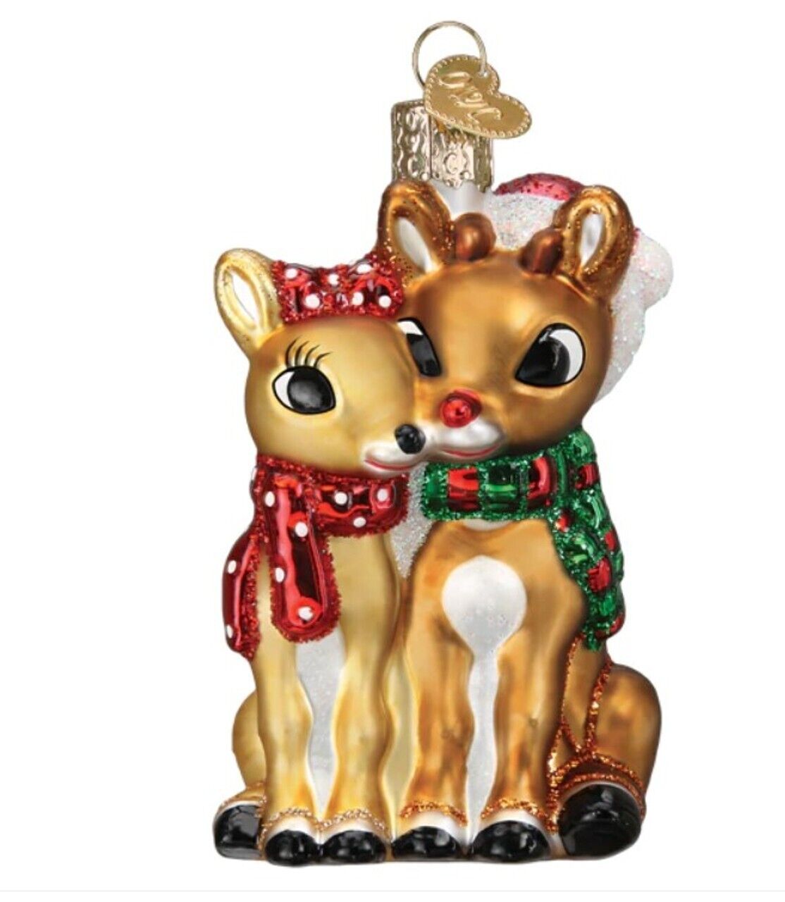 Rudolph and Clarice Glass Ornament with Box