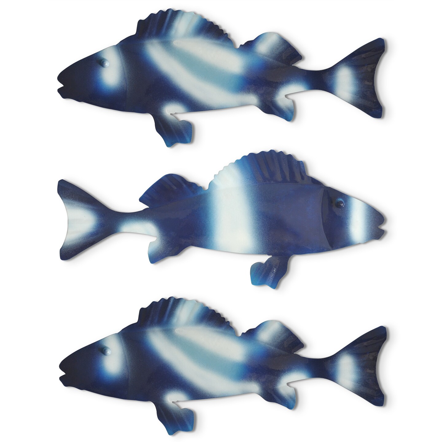 Americanflat Three Metal Fish Wall D&#xE9;cor Set - 3x9.5 Fish as Outdoor Metal Wall Art Decorations - Modern Style Wall Hanging D&#xE9;cor for Patio, Garden - Metal Indoor Wall Art