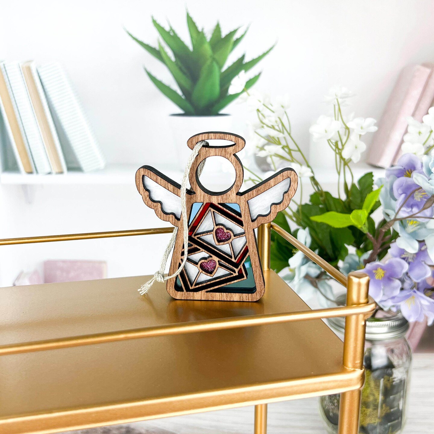 3.5" (H) Letters of Love Ornament - Handcrafted in Texas - Mother's Angels® Christmas Angel Wings Figurine