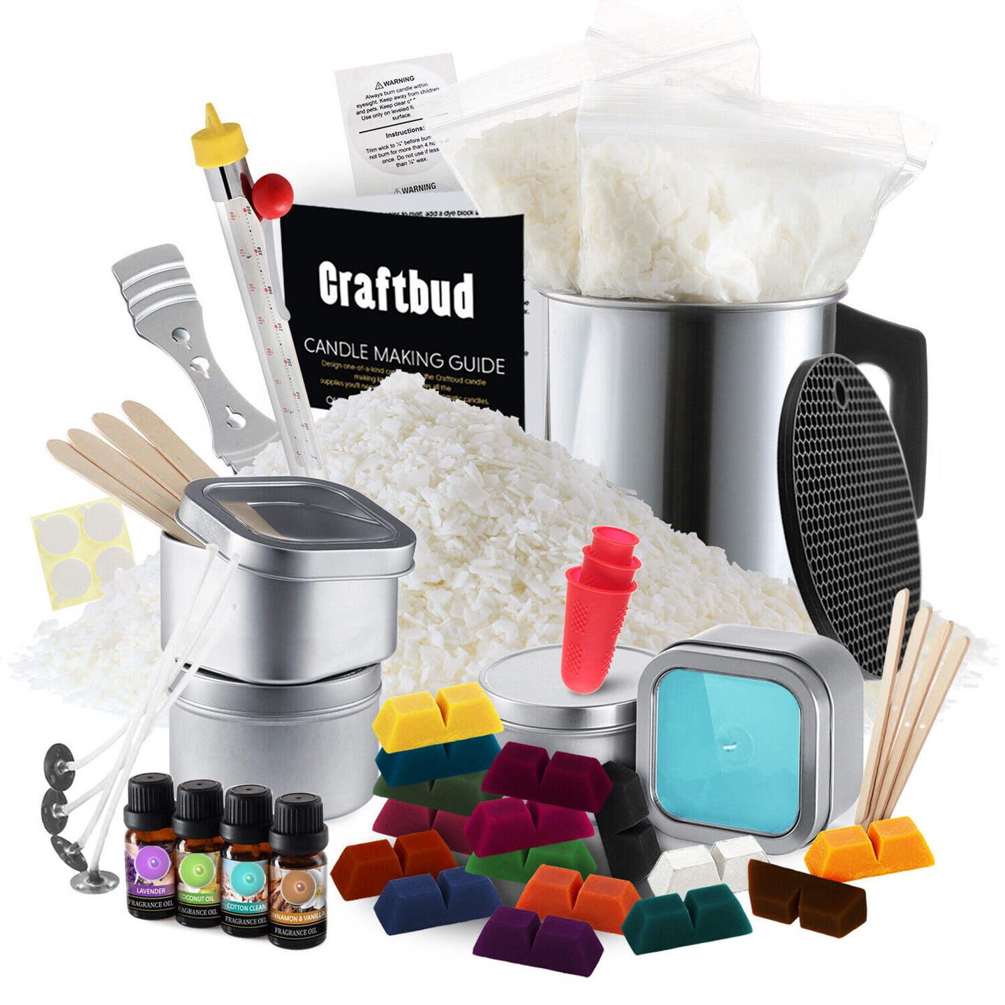 Soy Wax Candle Making Kit with Wicks, Pitcher, Fragrance Oil, and 16 Color Dyes