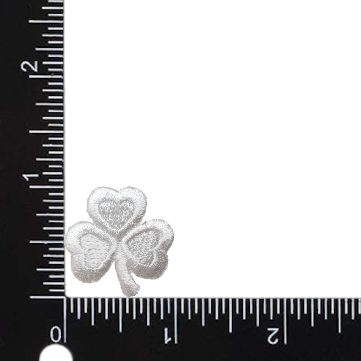 White Irish Shamrock, Clover Leaf, Trefoil, Embroidered Iron on Patch