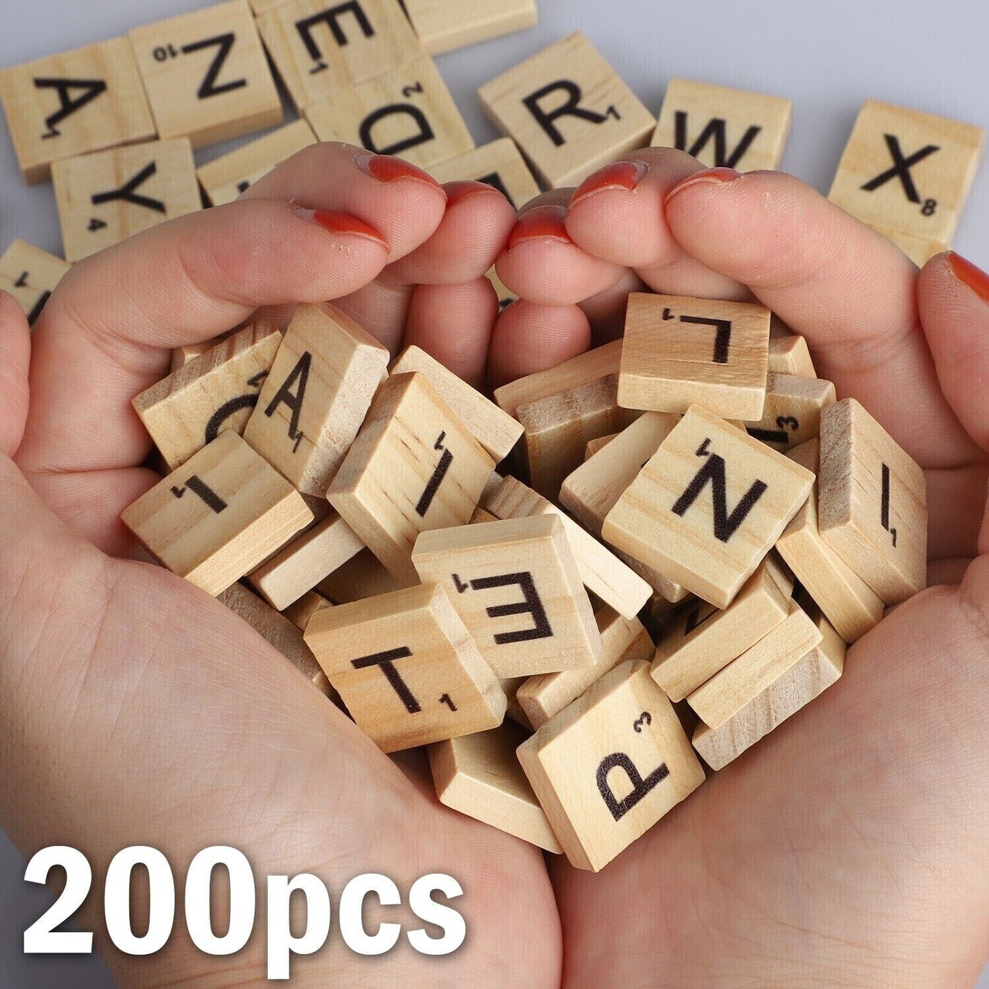 200 PCS Wood Scrabble Tiles Replacement Wooden Alphabet .