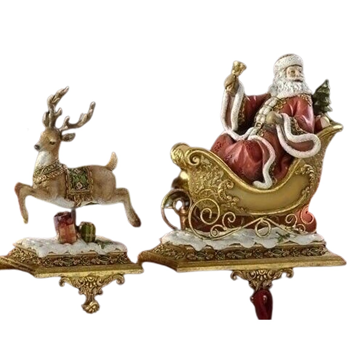 Sturdy Santa and Reindeer Christmas Stocking Holder Set