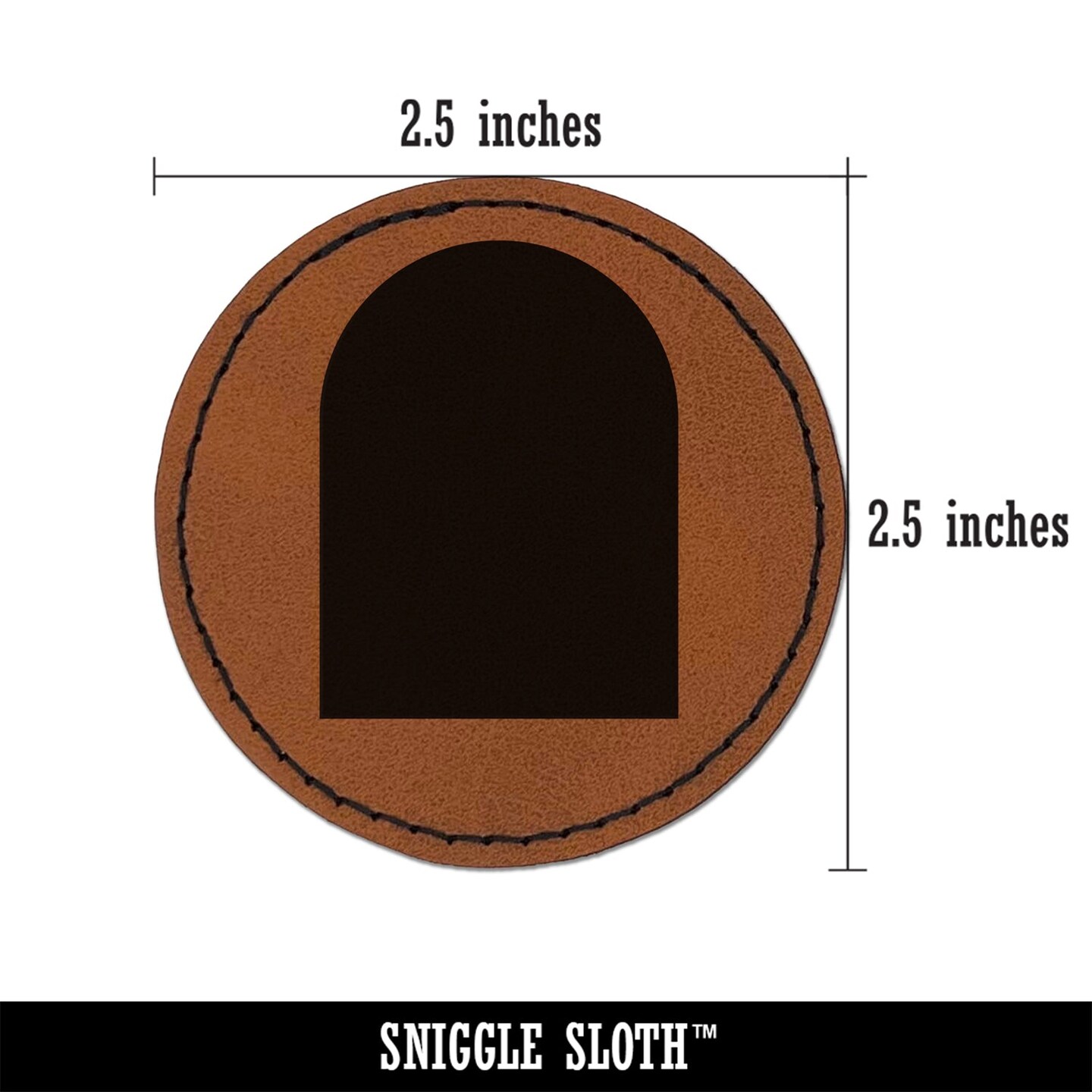 Tombstone Halloween Solid Round Iron-On Engraved Faux Leather Patch Applique - 2.5&#x22;