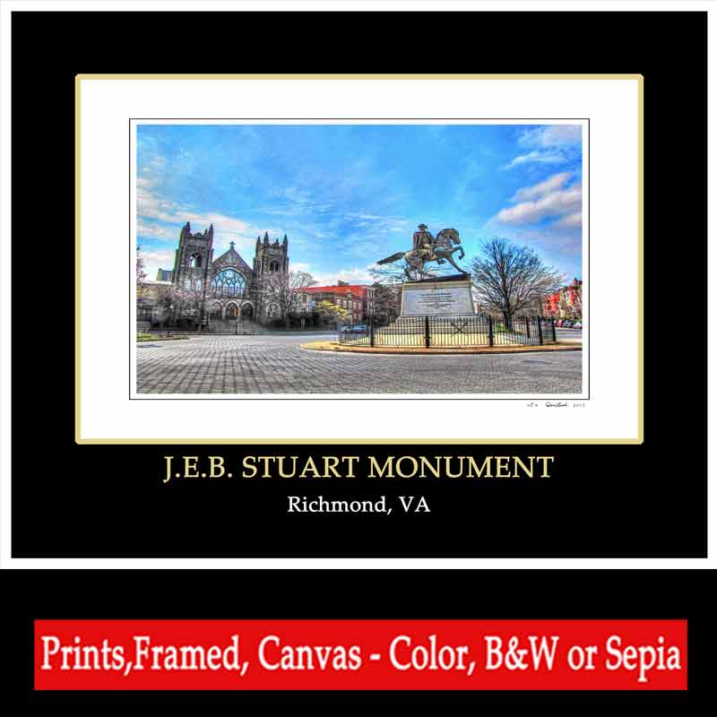 J.E.B. Stuart Monument Richmond VA Virginia Monument Ave Skyline Map Art Photography Prints by
