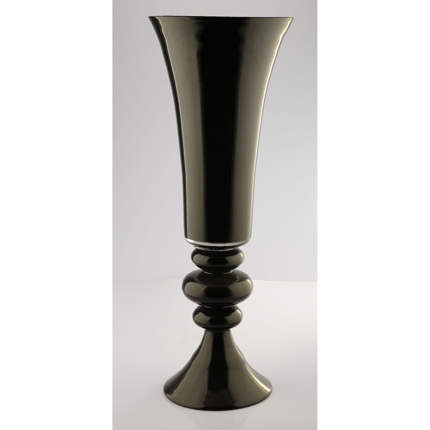 CC Home Furnishings Glossy Grooved Accent Trumpet Vase  - 30&#x22; - Black