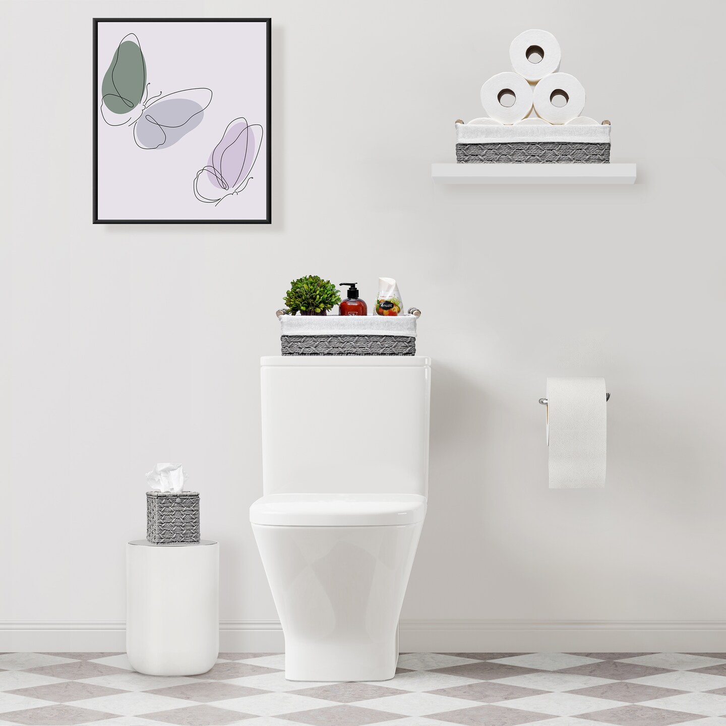 Sorbus Paper Rope Bathroom Baskets &#x26; Tissue Holder 3 Piece Set