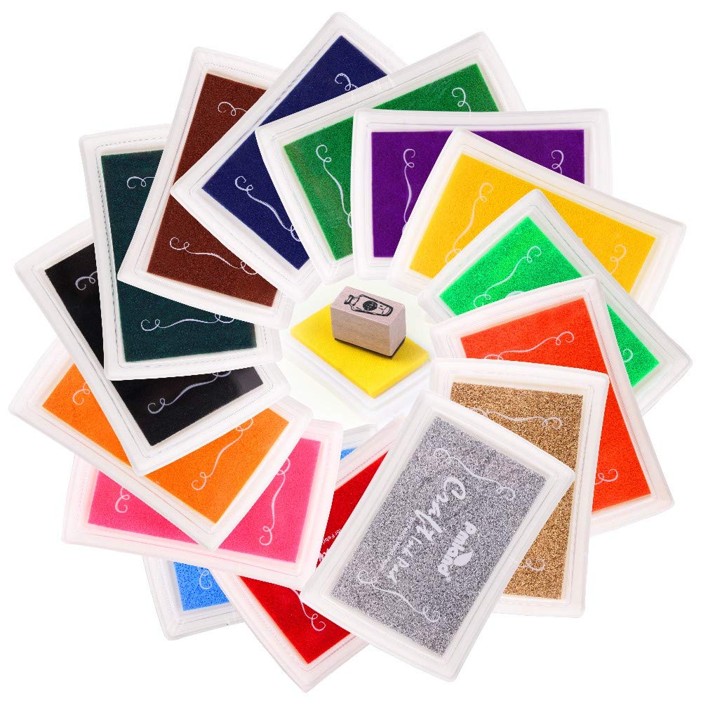 15 Pieces Craft Ink Pad for DIY Stamps on Paper Wood Fabric -  Vibrant Colors