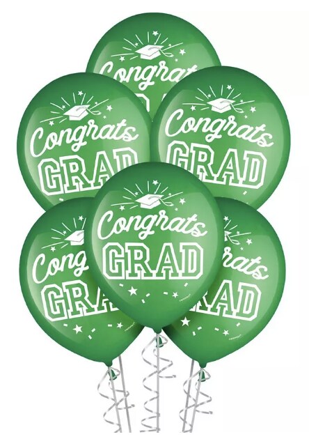 Grad 12&#x22; Latex Balloons - Green, 15ct