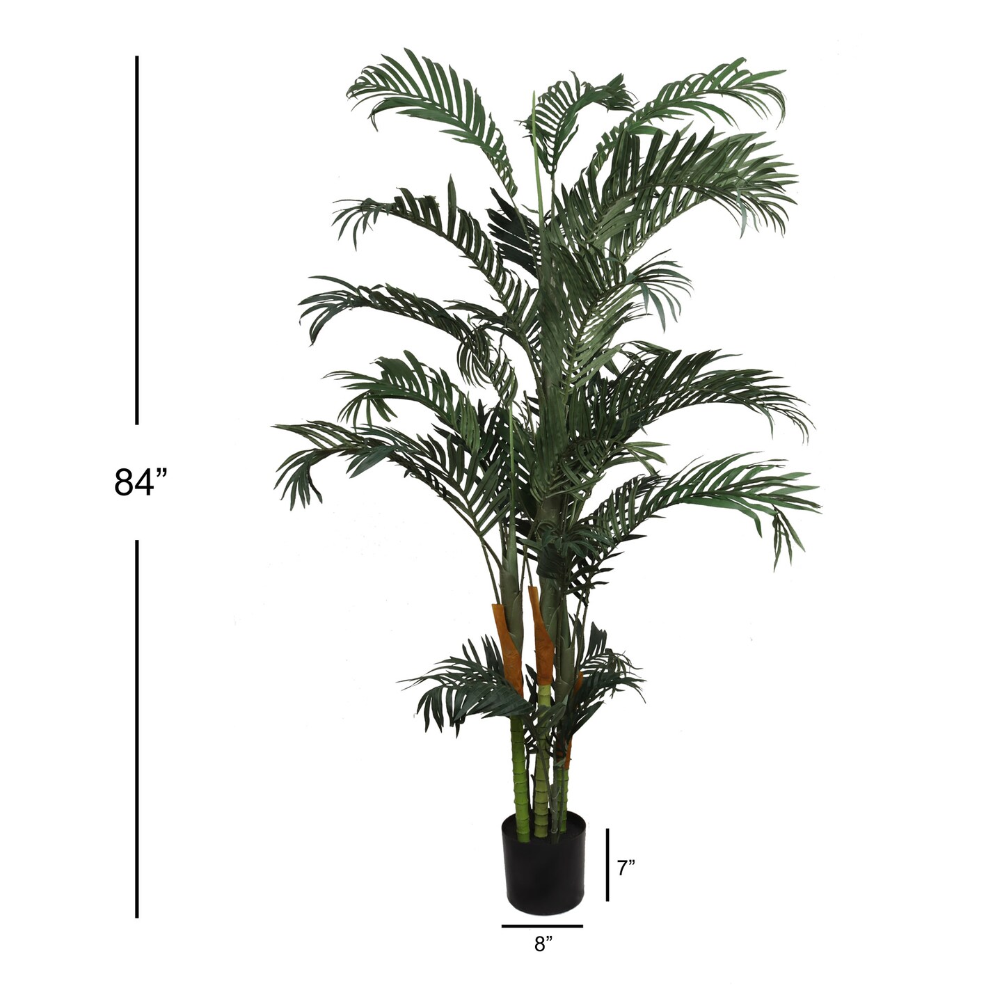 7ft Areca Palm Tree in Black Pot with 28 Silk Leaves by Floral Home&#xAE;