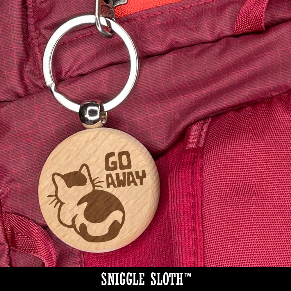 French Bulldog Dog Solid Engraved Wood Round Keychain Tag Charm