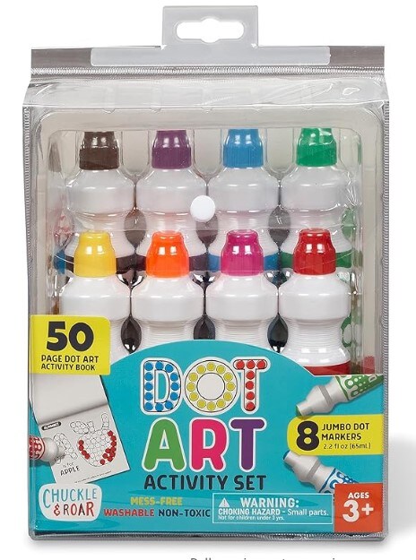 Chuckle &#x26; Roar - Dot Art Activity Kit - Mess-free washable markers for preschoolers - Activity coloring book for kids ages 3 and up - Buffalo Games arts and crafts kit